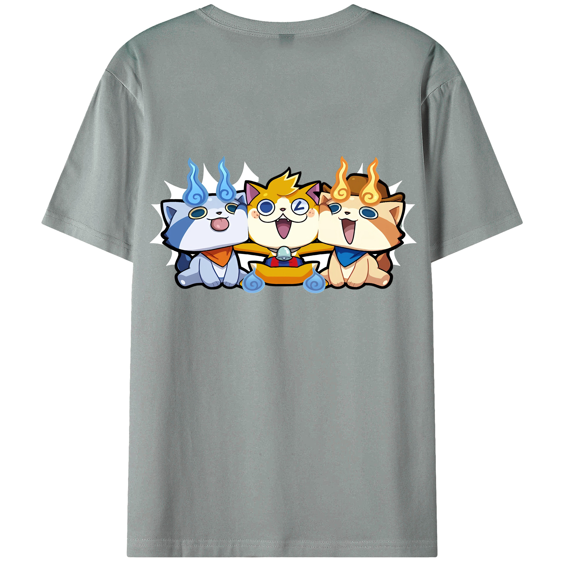 （画像用） 妖怪ウォッチ Yo-kai Watch 綿100％ メンズ半袖Tシャツ（バックプリント） 通気性